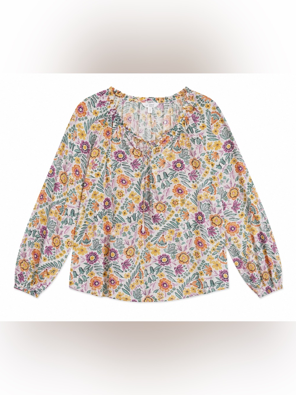 LC Lauren Conrad Floral Peasant Blouse XXL Boho Cottagecore Long Sleeve Rayon To